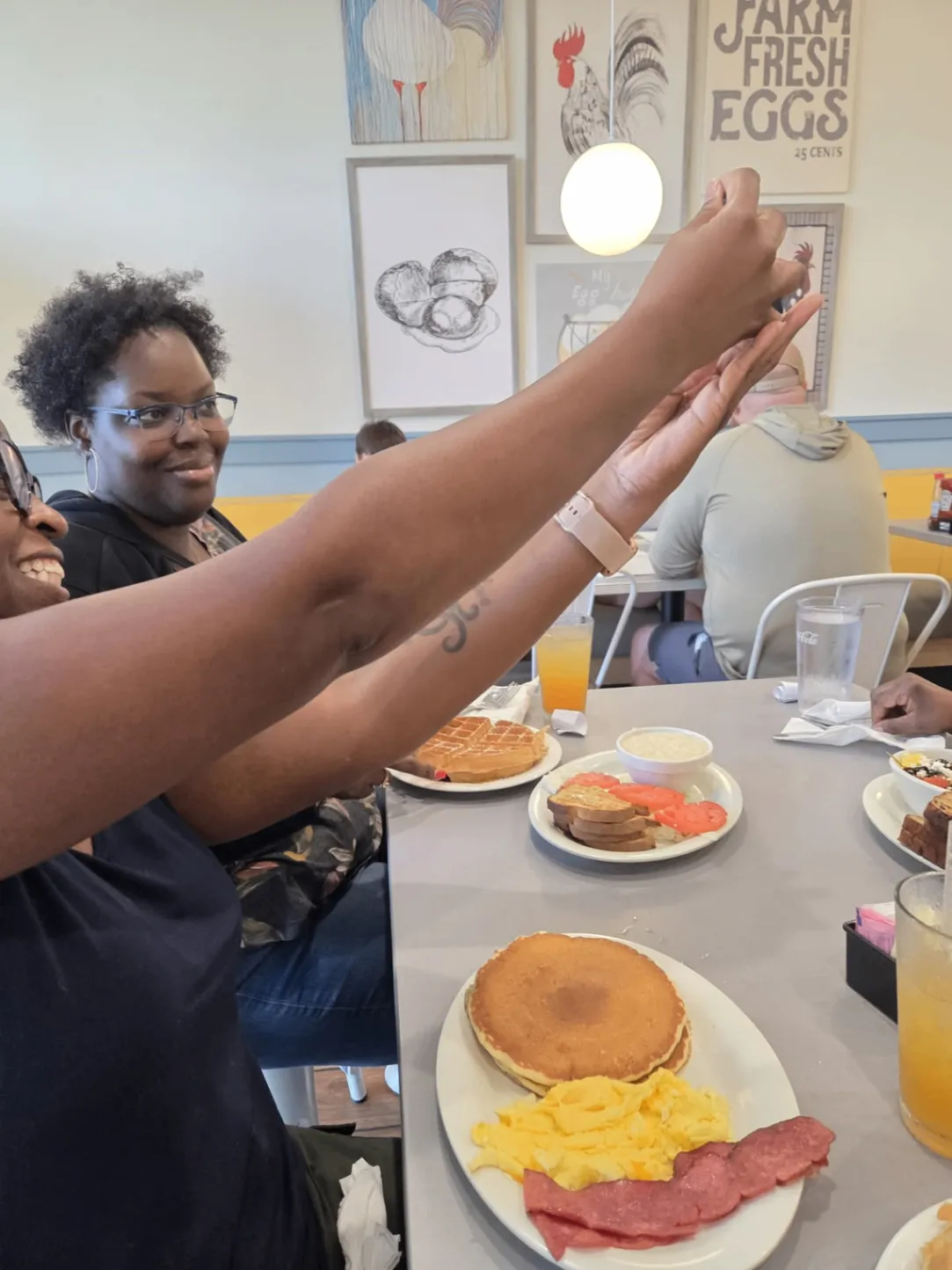 Team members sharing a joyful moment together